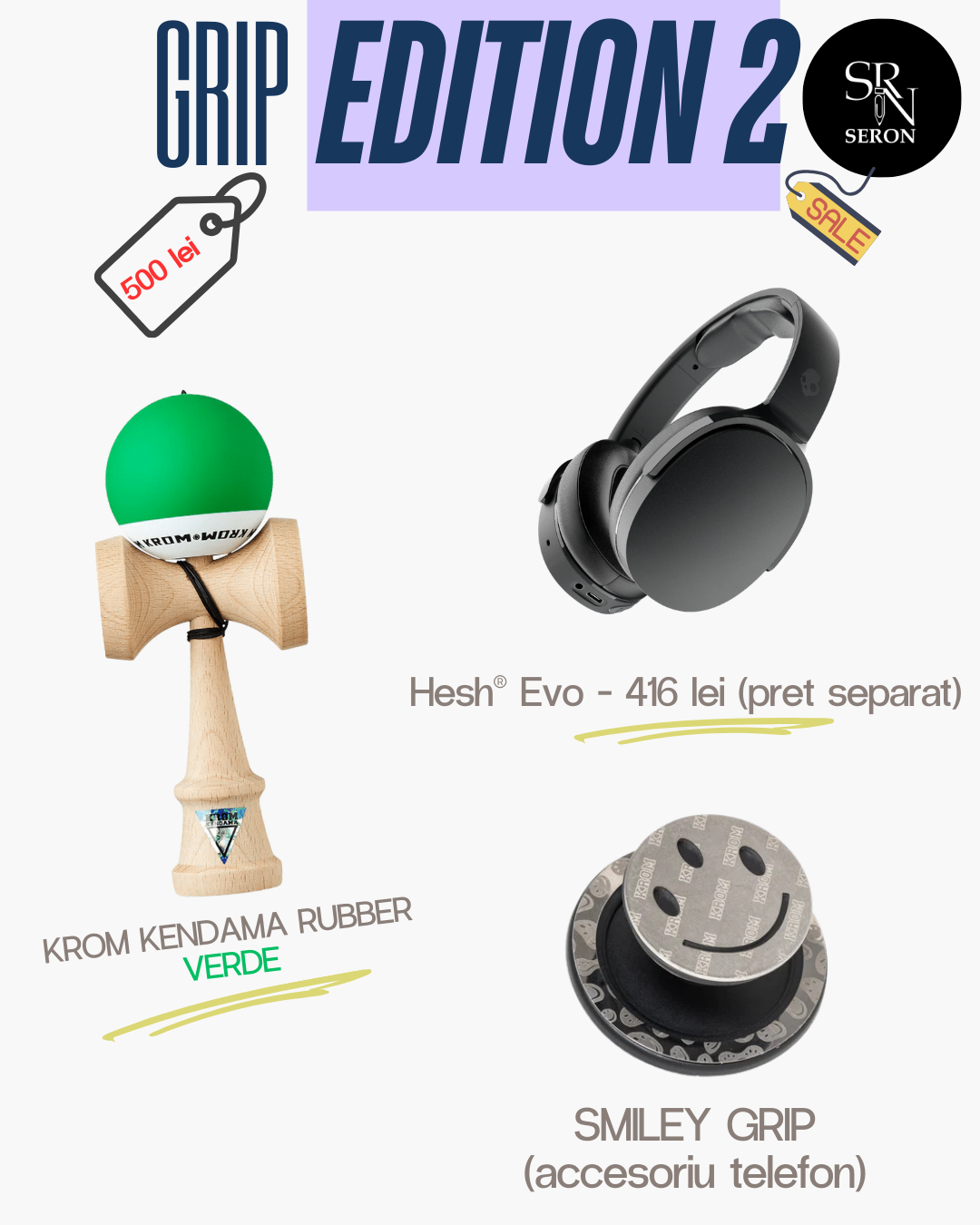 GRIP EDITION 2 – Set KENDAMA Krom RUBBER + casti